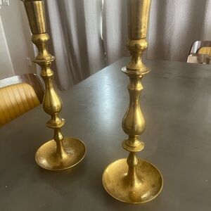 Vintage Large Solid Brass Candlesticks Holder - India